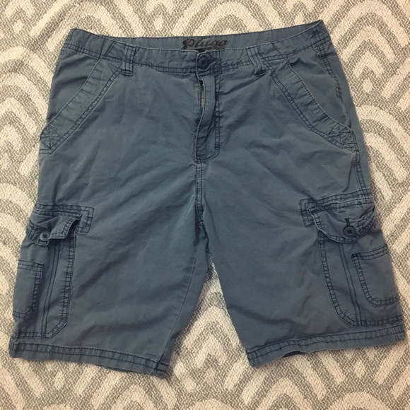 Plugg Mens Blue Cargo Shorts 33 